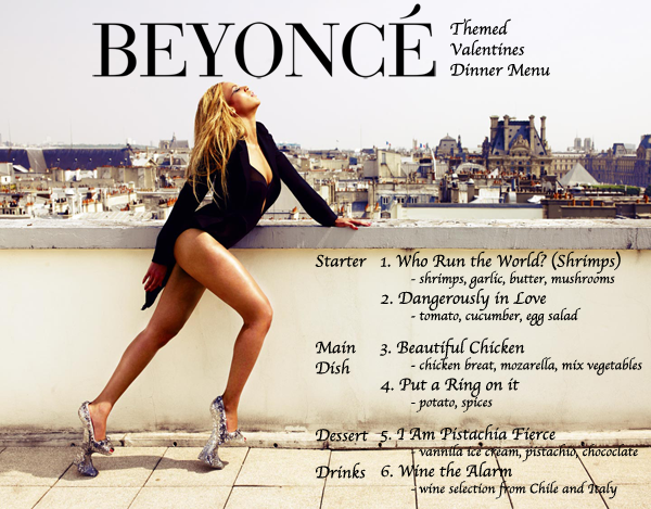 beyonce menu